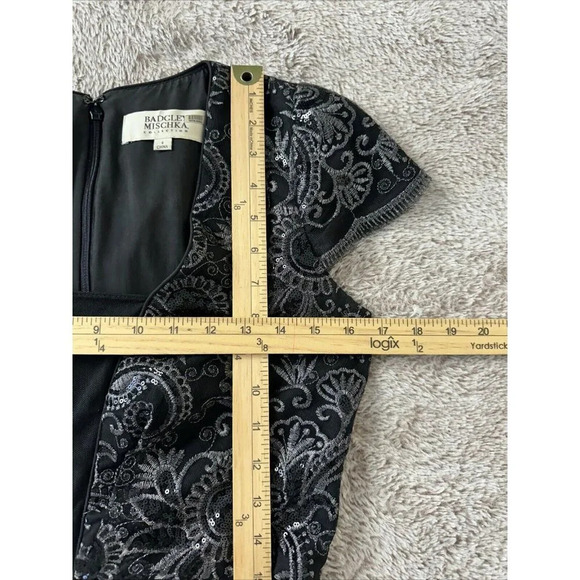 Badgley Mischka  Women’s Romper Corrine Black and Silver Sequin 6 - Picture 10 of 16